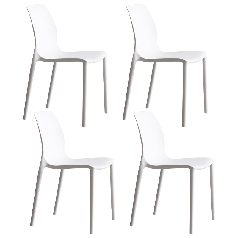 Plastic Scandinavian Dining Kitchen Room Side Chair Solid Back Chair White Set of 4 Clearhalo 'Dining Chairs' 'Dining Tables & Seating' 'dining_chair' 'Furniture' 'furniture_dining_chair' 'Kitchen & Dining Furniture' 4809348