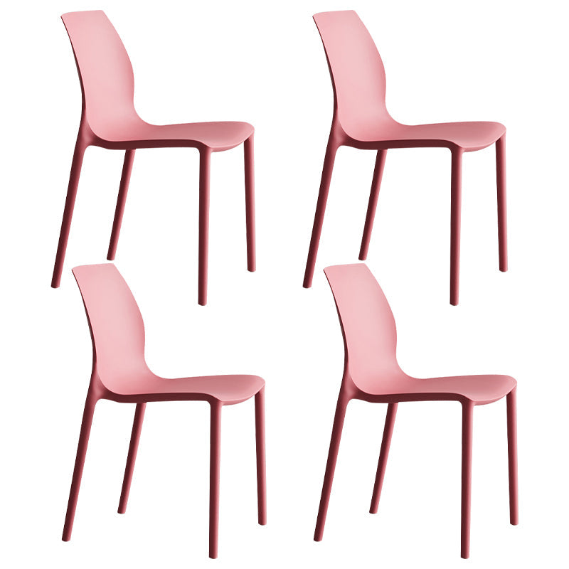 Plastic Scandinavian Dining Kitchen Room Side Chair Solid Back Chair Red Set of 4 Clearhalo 'Dining Chairs' 'Dining Tables & Seating' 'dining_chair' 'Furniture' 'furniture_dining_chair' 'Kitchen & Dining Furniture' 4809352