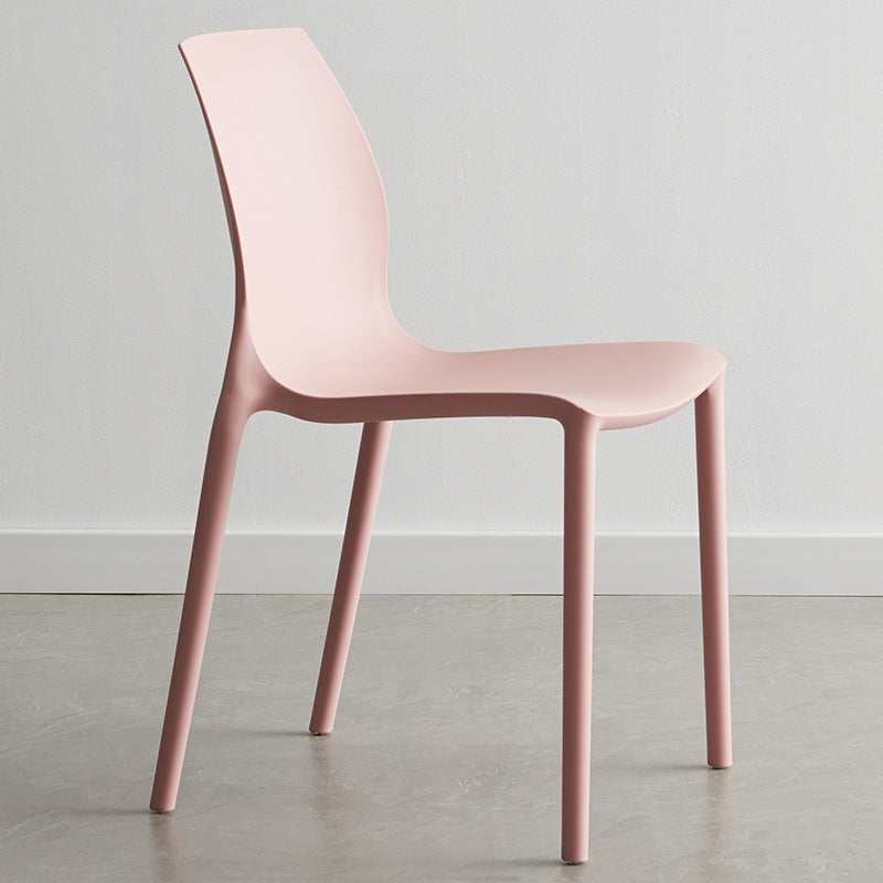 Plastic Scandinavian Dining Kitchen Room Side Chair Solid Back Chair Pink 1 Piece Clearhalo 'Dining Chairs' 'Dining Tables & Seating' 'dining_chair' 'Furniture' 'furniture_dining_chair' 'Kitchen & Dining Furniture' 4809353