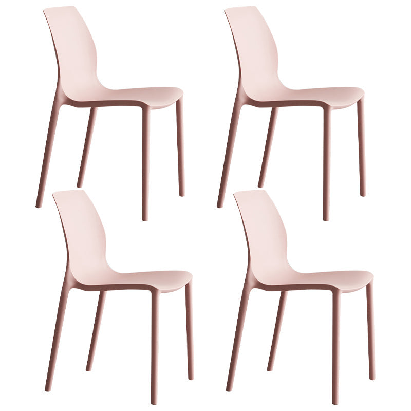 Plastic Scandinavian Dining Kitchen Room Side Chair Solid Back Chair Pink Set of 4 Clearhalo 'Dining Chairs' 'Dining Tables & Seating' 'dining_chair' 'Furniture' 'furniture_dining_chair' 'Kitchen & Dining Furniture' 4809355