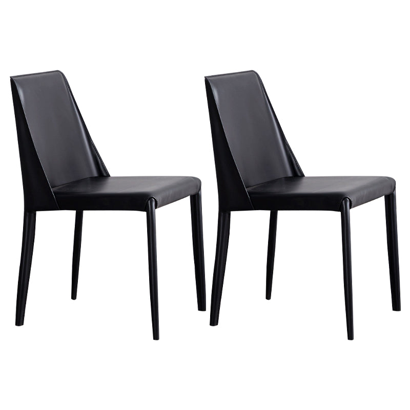 Contemporary Style Chairs Kitchen Armless Side Chair with Metal Legs Black 2 Piece Set Clearhalo 'Dining Chairs' 'Dining Tables & Seating' 'dining_chair' 'furn' 'furn_dining_chair' 'Furniture' 'furniture_dining_chair' 'Kitchen & Dining Furniture' 4809367