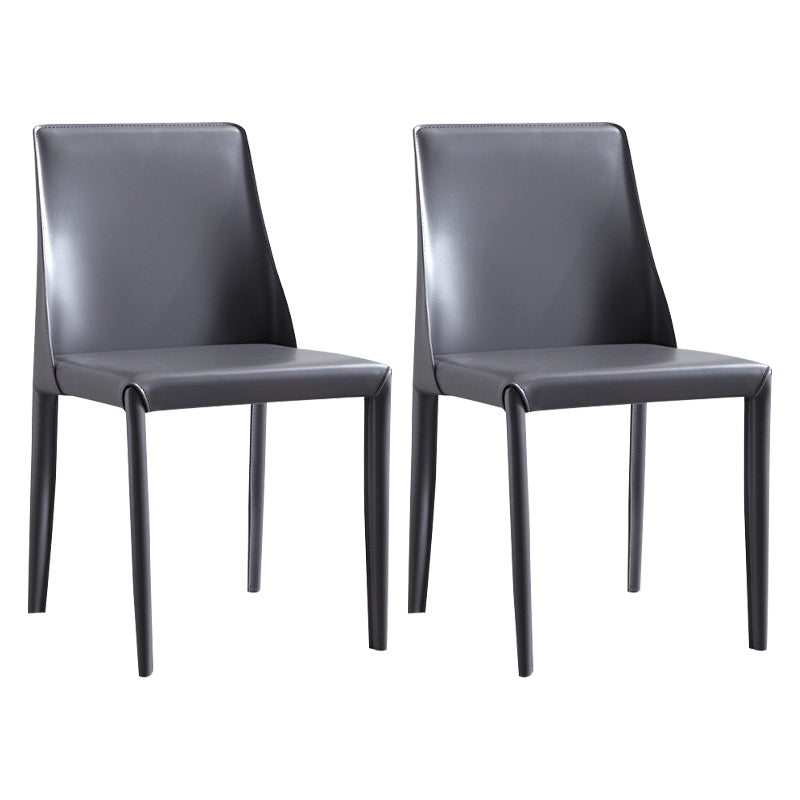 Contemporary Style Chairs Kitchen Armless Side Chair with Metal Legs Dark Gray 2 Piece Set Clearhalo 'Dining Chairs' 'Dining Tables & Seating' 'dining_chair' 'furn' 'furn_dining_chair' 'Furniture' 'furniture_dining_chair' 'Kitchen & Dining Furniture' 4809369