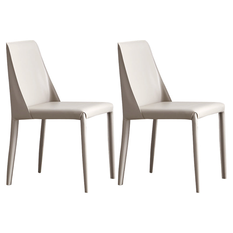 Contemporary Style Chairs Kitchen Armless Side Chair with Metal Legs Light Gray 2 Piece Set Clearhalo 'Dining Chairs' 'Dining Tables & Seating' 'dining_chair' 'furn' 'furn_dining_chair' 'Furniture' 'furniture_dining_chair' 'Kitchen & Dining Furniture' 4809370