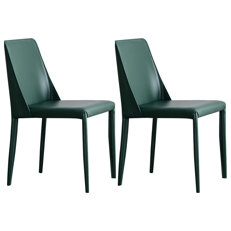 Contemporary Style Chairs Kitchen Armless Side Chair with Metal Legs Dark Green 2 Piece Set Clearhalo 'Dining Chairs' 'Dining Tables & Seating' 'dining_chair' 'furn' 'furn_dining_chair' 'Furniture' 'furniture_dining_chair' 'Kitchen & Dining Furniture' 4809378