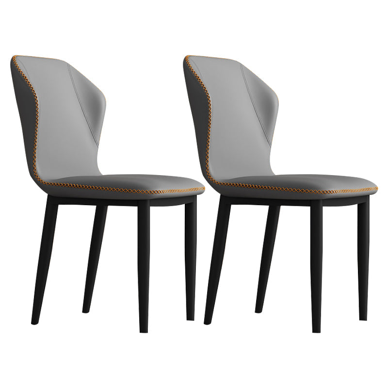Metal Modern Contemporary Indoor-Outdoor Chair Wingback Side Chair Dark Gray Set of 2 Clearhalo 'Dining Chairs' 'Dining Tables & Seating' 'dining_chair' 'Furniture' 'furniture_dining_chair' 'Kitchen & Dining Furniture' 4809388
