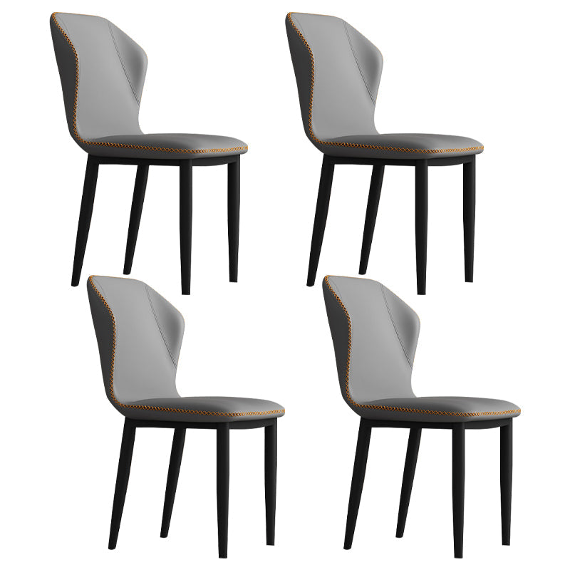 Metal Modern Contemporary Indoor-Outdoor Chair Wingback Side Chair Dark Gray Set of 4 Clearhalo 'Dining Chairs' 'Dining Tables & Seating' 'dining_chair' 'Furniture' 'furniture_dining_chair' 'Kitchen & Dining Furniture' 4809390