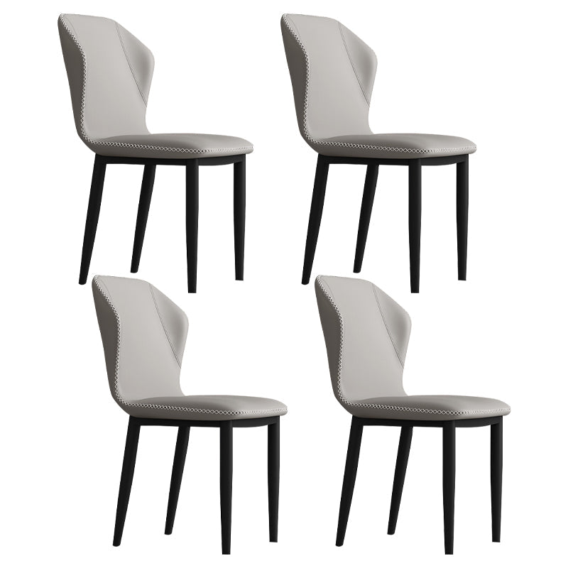 Metal Modern Contemporary Indoor-Outdoor Chair Wingback Side Chair Light Gray Set of 4 Clearhalo 'Dining Chairs' 'Dining Tables & Seating' 'dining_chair' 'Furniture' 'furniture_dining_chair' 'Kitchen & Dining Furniture' 4809396