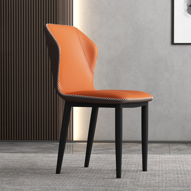 Metal Modern Contemporary Indoor-Outdoor Chair Wingback Side Chair Orange 1 Piece Clearhalo 'Dining Chairs' 'Dining Tables & Seating' 'dining_chair' 'Furniture' 'furniture_dining_chair' 'Kitchen & Dining Furniture' 4809397