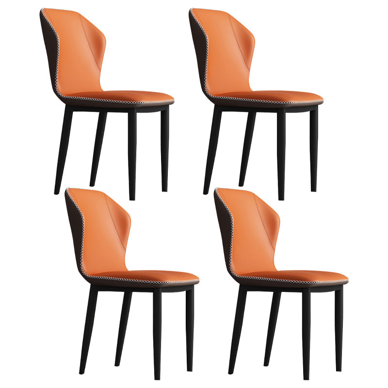 Metal Modern Contemporary Indoor-Outdoor Chair Wingback Side Chair Orange Set of 4 Clearhalo 'Dining Chairs' 'Dining Tables & Seating' 'dining_chair' 'Furniture' 'furniture_dining_chair' 'Kitchen & Dining Furniture' 4809402