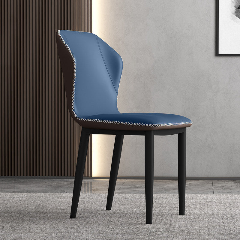 Metal Modern Contemporary Indoor-Outdoor Chair Wingback Side Chair Blue 1 Piece Clearhalo 'Dining Chairs' 'Dining Tables & Seating' 'dining_chair' 'Furniture' 'furniture_dining_chair' 'Kitchen & Dining Furniture' 4809404