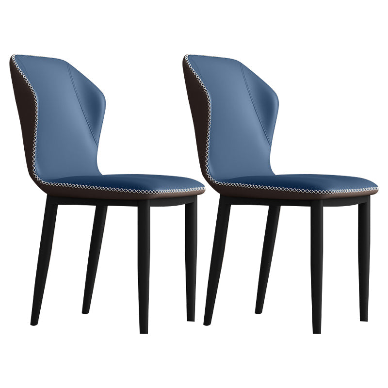 Metal Modern Contemporary Indoor-Outdoor Chair Wingback Side Chair Blue Set of 2 Clearhalo 'Dining Chairs' 'Dining Tables & Seating' 'dining_chair' 'Furniture' 'furniture_dining_chair' 'Kitchen & Dining Furniture' 4809405