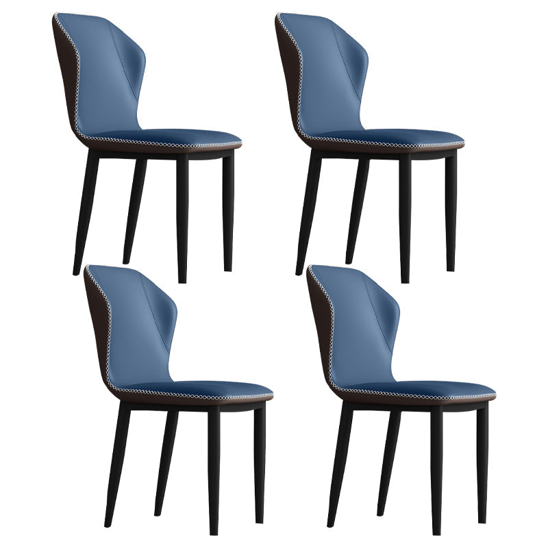 Metal Modern Contemporary Indoor-Outdoor Chair Wingback Side Chair Blue Set of 4 Clearhalo 'Dining Chairs' 'Dining Tables & Seating' 'dining_chair' 'Furniture' 'furniture_dining_chair' 'Kitchen & Dining Furniture' 4809408