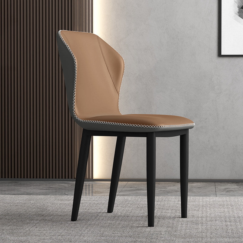 Metal Modern Contemporary Indoor-Outdoor Chair Wingback Side Chair Khaki 1 Piece Clearhalo 'Dining Chairs' 'Dining Tables & Seating' 'dining_chair' 'Furniture' 'furniture_dining_chair' 'Kitchen & Dining Furniture' 4809409