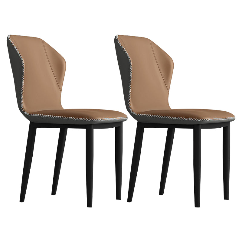 Metal Modern Contemporary Indoor-Outdoor Chair Wingback Side Chair Khaki Set of 2 Clearhalo 'Dining Chairs' 'Dining Tables & Seating' 'dining_chair' 'Furniture' 'furniture_dining_chair' 'Kitchen & Dining Furniture' 4809410