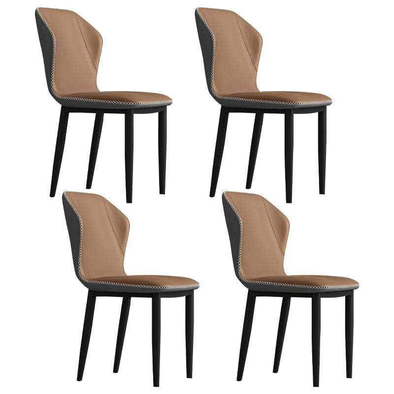 Metal Modern Contemporary Indoor-Outdoor Chair Wingback Side Chair Khaki Set of 4 Clearhalo 'Dining Chairs' 'Dining Tables & Seating' 'dining_chair' 'Furniture' 'furniture_dining_chair' 'Kitchen & Dining Furniture' 4809411