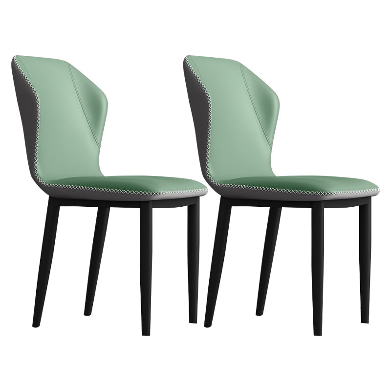 Metal Modern Contemporary Indoor-Outdoor Chair Wingback Side Chair Gray-Green Set of 2 Clearhalo 'Dining Chairs' 'Dining Tables & Seating' 'dining_chair' 'Furniture' 'furniture_dining_chair' 'Kitchen & Dining Furniture' 4809413