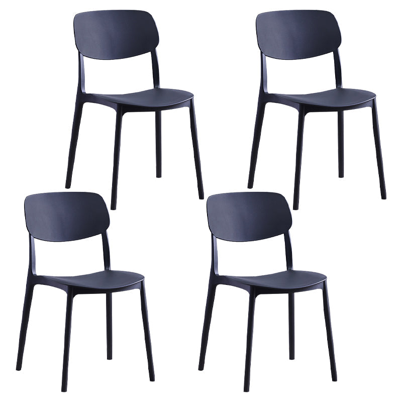 Modern Style Open Back Chair Kitchen Armless Chair with Plastic Legs Black 4 Piece Set Clearhalo 'Dining Chairs' 'Dining Tables & Seating' 'dining_chair' 'furn' 'furn_dining_chair' 'Furniture' 'furniture_dining_chair' 'Kitchen & Dining Furniture' 4809423