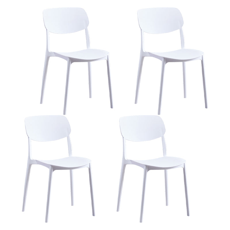 Modern Style Open Back Chair Kitchen Armless Chair with Plastic Legs White 4 Piece Set Clearhalo 'Dining Chairs' 'Dining Tables & Seating' 'dining_chair' 'furn' 'furn_dining_chair' 'Furniture' 'furniture_dining_chair' 'Kitchen & Dining Furniture' 4809426