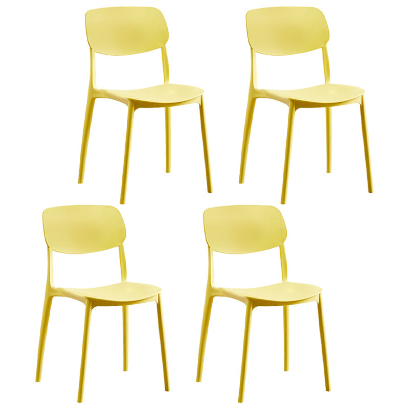 Modern Style Open Back Chair Kitchen Armless Chair with Plastic Legs Yellow 4 Piece Set Clearhalo 'Dining Chairs' 'Dining Tables & Seating' 'dining_chair' 'furn' 'furn_dining_chair' 'Furniture' 'furniture_dining_chair' 'Kitchen & Dining Furniture' 4809430