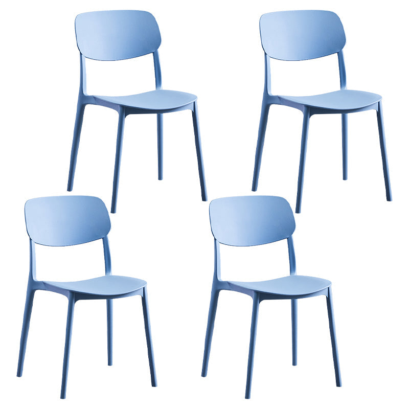 Modern Style Open Back Chair Kitchen Armless Chair with Plastic Legs Peacock Blue 4 Piece Set Clearhalo 'Dining Chairs' 'Dining Tables & Seating' 'dining_chair' 'furn' 'furn_dining_chair' 'Furniture' 'furniture_dining_chair' 'Kitchen & Dining Furniture' 4809434