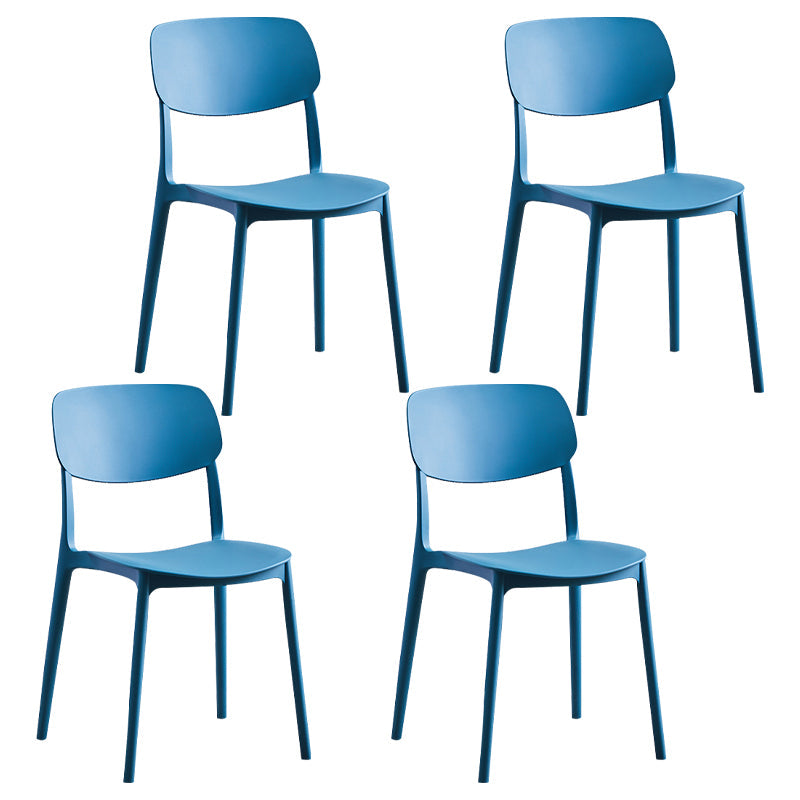 Modern Style Open Back Chair Kitchen Armless Chair with Plastic Legs Royal Blue 4 Piece Set Clearhalo 'Dining Chairs' 'Dining Tables & Seating' 'dining_chair' 'furn' 'furn_dining_chair' 'Furniture' 'furniture_dining_chair' 'Kitchen & Dining Furniture' 4809436