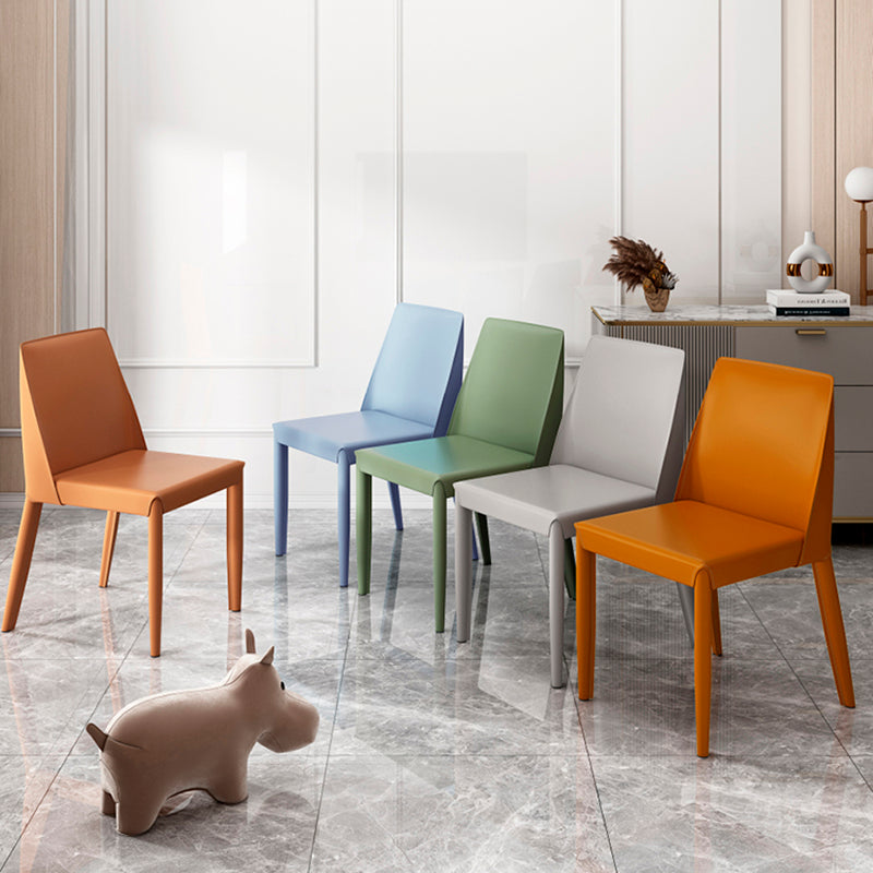 Glam Leather Kitchen and Dining Room Chair Solid Back Chair(Set of 2) Clearhalo 'Dining Chairs' 'Dining Tables & Seating' 'dining_chair' 'furn' 'furn_dining_chair' 'Furniture' 'furniture_dining_chair' 'Kitchen & Dining Furniture' 4809444