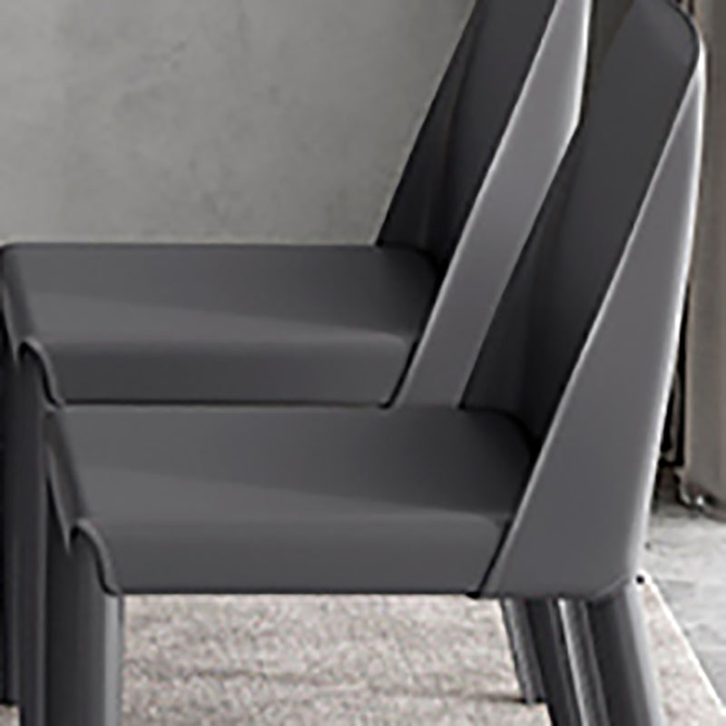 Glam Leather Kitchen and Dining Room Chair Solid Back Chair(Set of 2) Clearhalo 'Dining Chairs' 'Dining Tables & Seating' 'dining_chair' 'furn' 'furn_dining_chair' 'Furniture' 'furniture_dining_chair' 'Kitchen & Dining Furniture' 4809448