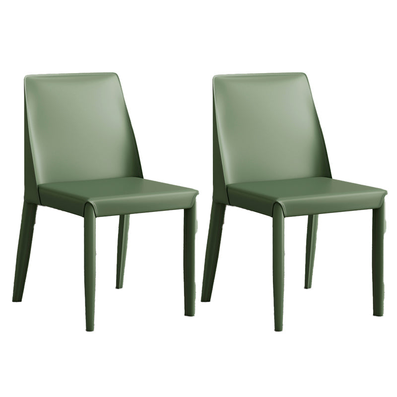 Glam Leather Kitchen and Dining Room Chair Solid Back Chair(Set of 2) Green 2 Piece Set Clearhalo 'Dining Chairs' 'Dining Tables & Seating' 'dining_chair' 'furn' 'furn_dining_chair' 'Furniture' 'furniture_dining_chair' 'Kitchen & Dining Furniture' 4809461