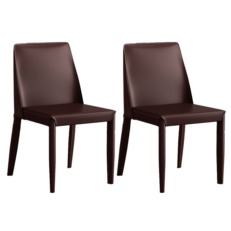 Glam Leather Kitchen and Dining Room Chair Solid Back Chair(Set of 2) Coffee 2 Piece Set Clearhalo 'Dining Chairs' 'Dining Tables & Seating' 'dining_chair' 'furn' 'furn_dining_chair' 'Furniture' 'furniture_dining_chair' 'Kitchen & Dining Furniture' 4809463