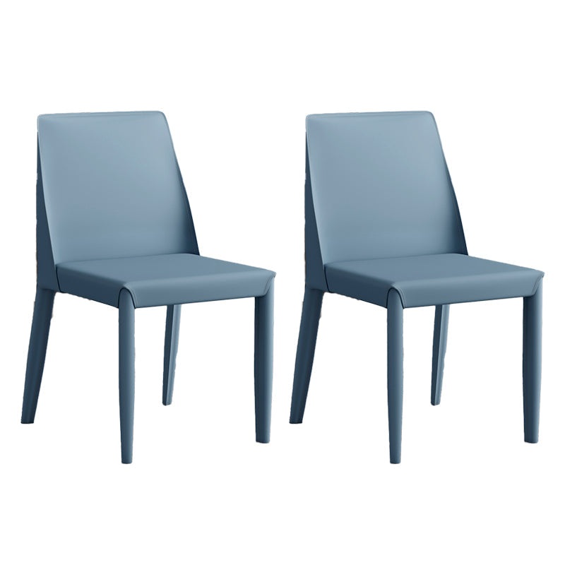 Glam Leather Kitchen and Dining Room Chair Solid Back Chair(Set of 2) Light Blue-Dark Blue 2 Piece Set Clearhalo 'Dining Chairs' 'Dining Tables & Seating' 'dining_chair' 'furn' 'furn_dining_chair' 'Furniture' 'furniture_dining_chair' 'Kitchen & Dining Furniture' 4809467