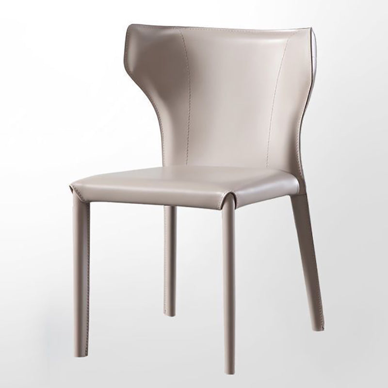 Contemporary Kitchen Leather Dining Chair Wingback Parsons Chair Grey 1 Piece Clearhalo 'Dining Chairs' 'Dining Tables & Seating' 'dining_chair' 'furn' 'furn_dining_chair' 'Furniture' 'furniture_dining_chair' 'Kitchen & Dining Furniture' 4809470