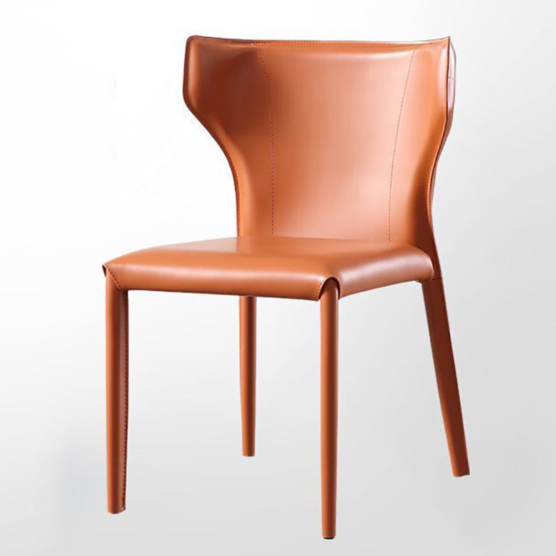 Contemporary Kitchen Leather Dining Chair Wingback Parsons Chair Orange 1 Piece Clearhalo 'Dining Chairs' 'Dining Tables & Seating' 'dining_chair' 'furn' 'furn_dining_chair' 'Furniture' 'furniture_dining_chair' 'Kitchen & Dining Furniture' 4809475
