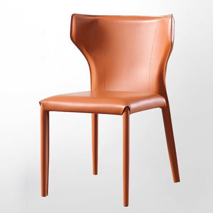 Contemporary Kitchen Leather Dining Chair Wingback Parsons Chair Orange 1 Piece Clearhalo 'Dining Chairs' 'Dining Tables & Seating' 'dining_chair' 'furn' 'furn_dining_chair' 'Furniture' 'furniture_dining_chair' 'Kitchen & Dining Furniture' 4809475