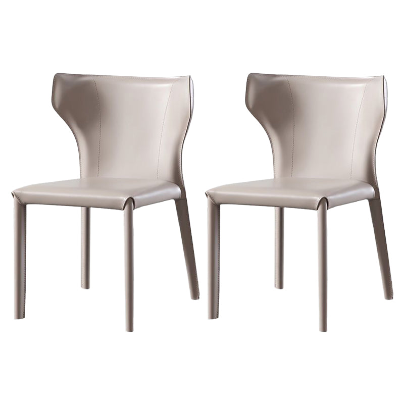 Contemporary Kitchen Leather Dining Chair Wingback Parsons Chair Grey 2 Piece Set Clearhalo 'Dining Chairs' 'Dining Tables & Seating' 'dining_chair' 'furn' 'furn_dining_chair' 'Furniture' 'furniture_dining_chair' 'Kitchen & Dining Furniture' 4809478