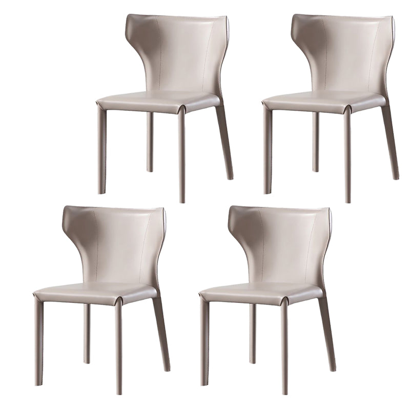 Contemporary Kitchen Leather Dining Chair Wingback Parsons Chair Grey 4 Piece Set Clearhalo 'Dining Chairs' 'Dining Tables & Seating' 'dining_chair' 'furn' 'furn_dining_chair' 'Furniture' 'furniture_dining_chair' 'Kitchen & Dining Furniture' 4809485
