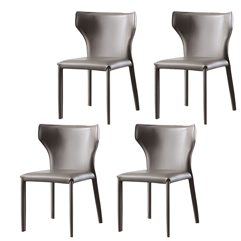 Contemporary Kitchen Leather Dining Chair Wingback Parsons Chair Light Khaki 4 Piece Set Clearhalo 'Dining Chairs' 'Dining Tables & Seating' 'dining_chair' 'furn' 'furn_dining_chair' 'Furniture' 'furniture_dining_chair' 'Kitchen & Dining Furniture' 4809489