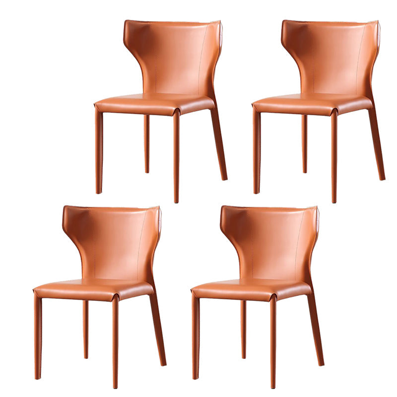 Contemporary Kitchen Leather Dining Chair Wingback Parsons Chair Orange 4 Piece Set Clearhalo 'Dining Chairs' 'Dining Tables & Seating' 'dining_chair' 'furn' 'furn_dining_chair' 'Furniture' 'furniture_dining_chair' 'Kitchen & Dining Furniture' 4809491