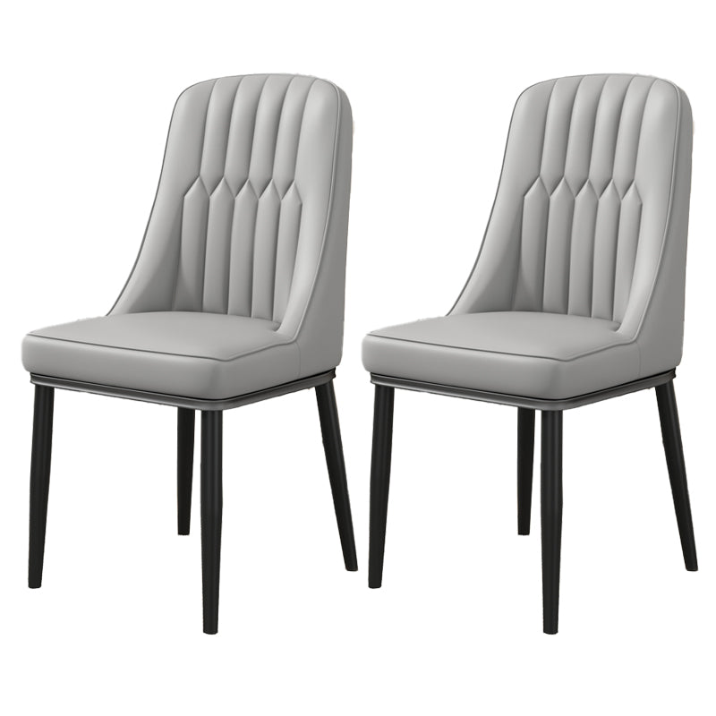 Modern Style Parsons Chair PU Leather Chairs for Dining Room Grey 2 Piece Set Black Clearhalo 'Dining Chairs' 'Dining Tables & Seating' 'dining_chair' 'furn' 'furn_dining_chair' 'Furniture' 'furniture_dining_chair' 'Kitchen & Dining Furniture' 4809498
