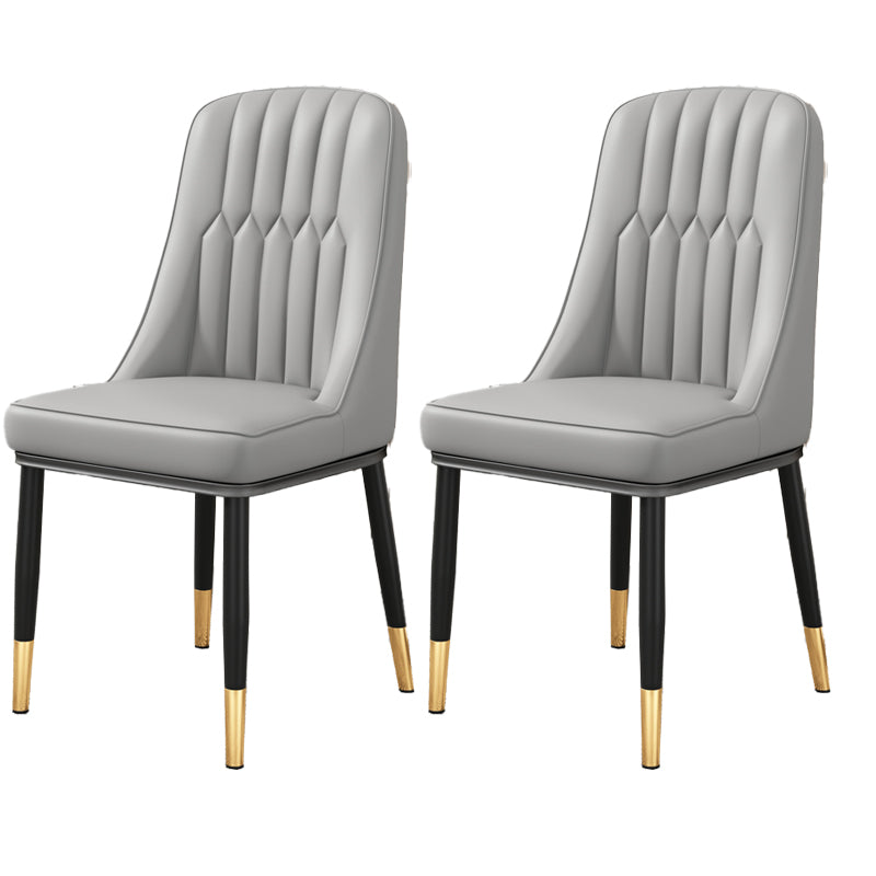 Modern Style Parsons Chair PU Leather Chairs for Dining Room Grey 2 Piece Set Brass Gold Clearhalo 'Dining Chairs' 'Dining Tables & Seating' 'dining_chair' 'furn' 'furn_dining_chair' 'Furniture' 'furniture_dining_chair' 'Kitchen & Dining Furniture' 4809500
