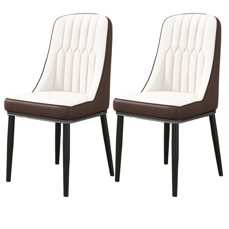 Modern Style Parsons Chair PU Leather Chairs for Dining Room White 2 Piece Set Black Clearhalo 'Dining Chairs' 'Dining Tables & Seating' 'dining_chair' 'furn' 'furn_dining_chair' 'Furniture' 'furniture_dining_chair' 'Kitchen & Dining Furniture' 4809502