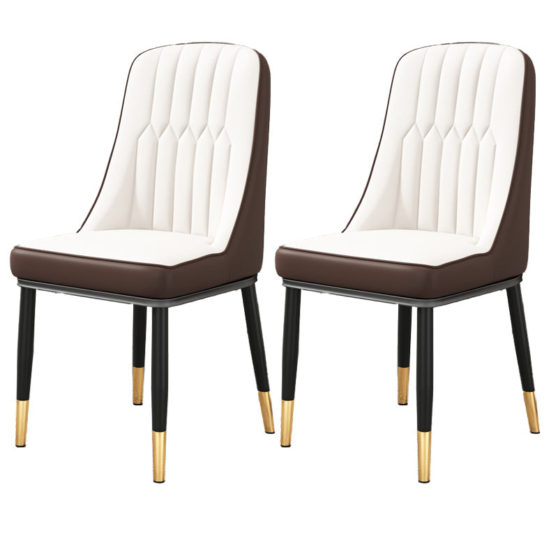 Modern Style Parsons Chair PU Leather Chairs for Dining Room White 2 Piece Set Brass Gold Clearhalo 'Dining Chairs' 'Dining Tables & Seating' 'dining_chair' 'furn' 'furn_dining_chair' 'Furniture' 'furniture_dining_chair' 'Kitchen & Dining Furniture' 4809503