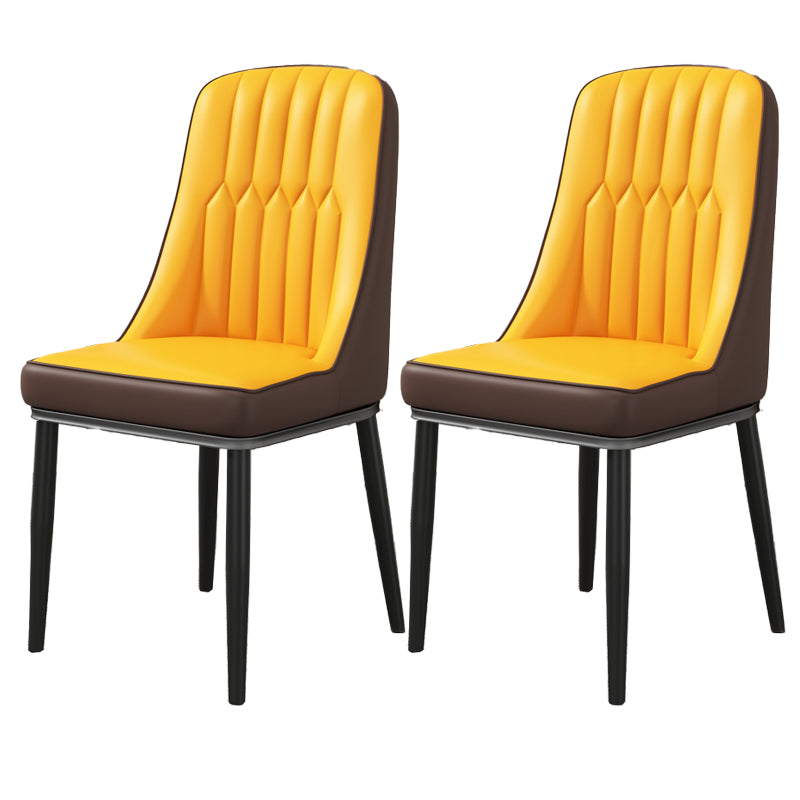 Modern Style Parsons Chair PU Leather Chairs for Dining Room Yellow 2 Piece Set Black Clearhalo 'Dining Chairs' 'Dining Tables & Seating' 'dining_chair' 'furn' 'furn_dining_chair' 'Furniture' 'furniture_dining_chair' 'Kitchen & Dining Furniture' 4809505