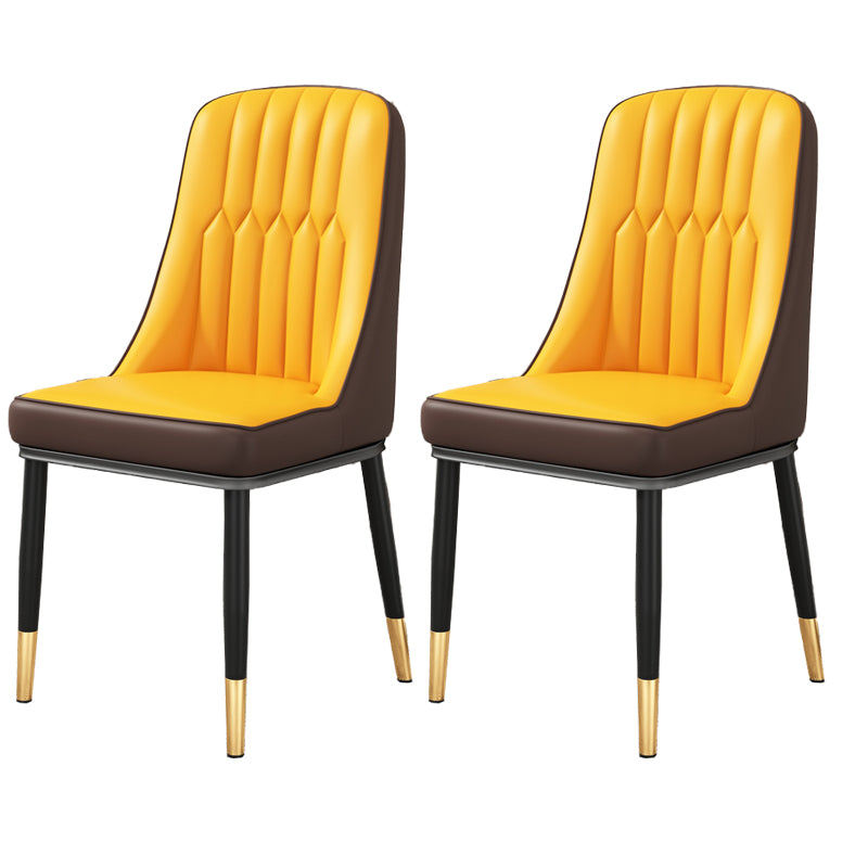 Modern Style Parsons Chair PU Leather Chairs for Dining Room Yellow 2 Piece Set Brass Gold Clearhalo 'Dining Chairs' 'Dining Tables & Seating' 'dining_chair' 'furn' 'furn_dining_chair' 'Furniture' 'furniture_dining_chair' 'Kitchen & Dining Furniture' 4809508