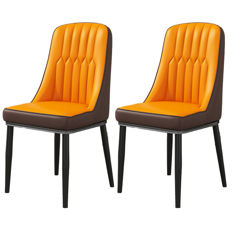 Modern Style Parsons Chair PU Leather Chairs for Dining Room Orange 2 Piece Set Black Clearhalo 'Dining Chairs' 'Dining Tables & Seating' 'dining_chair' 'furn' 'furn_dining_chair' 'Furniture' 'furniture_dining_chair' 'Kitchen & Dining Furniture' 4809509