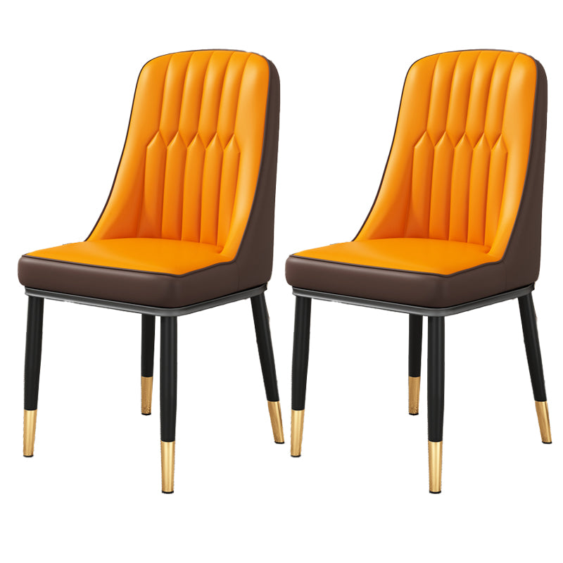 Modern Style Parsons Chair PU Leather Chairs for Dining Room Orange 2 Piece Set Brass Gold Clearhalo 'Dining Chairs' 'Dining Tables & Seating' 'dining_chair' 'furn' 'furn_dining_chair' 'Furniture' 'furniture_dining_chair' 'Kitchen & Dining Furniture' 4809511