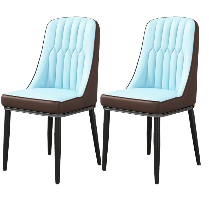 Modern Style Parsons Chair PU Leather Chairs for Dining Room Blue 2 Piece Set Black Clearhalo 'Dining Chairs' 'Dining Tables & Seating' 'dining_chair' 'furn' 'furn_dining_chair' 'Furniture' 'furniture_dining_chair' 'Kitchen & Dining Furniture' 4809514