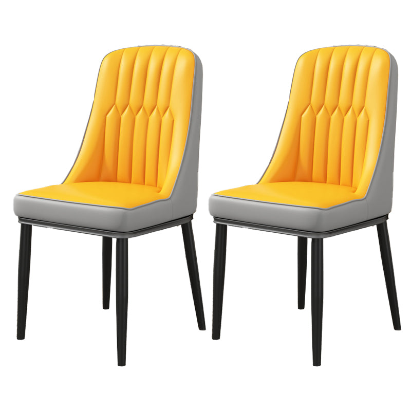 Modern Style Parsons Chair PU Leather Chairs for Dining Room Light Grey-Yellow 2 Piece Set Black Clearhalo 'Dining Chairs' 'Dining Tables & Seating' 'dining_chair' 'furn' 'furn_dining_chair' 'Furniture' 'furniture_dining_chair' 'Kitchen & Dining Furniture' 4809518