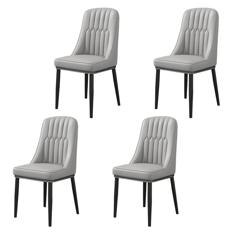 Modern Style Parsons Chair PU Leather Chairs for Dining Room Grey 4 Piece Set Black Clearhalo 'Dining Chairs' 'Dining Tables & Seating' 'dining_chair' 'furn' 'furn_dining_chair' 'Furniture' 'furniture_dining_chair' 'Kitchen & Dining Furniture' 4809522