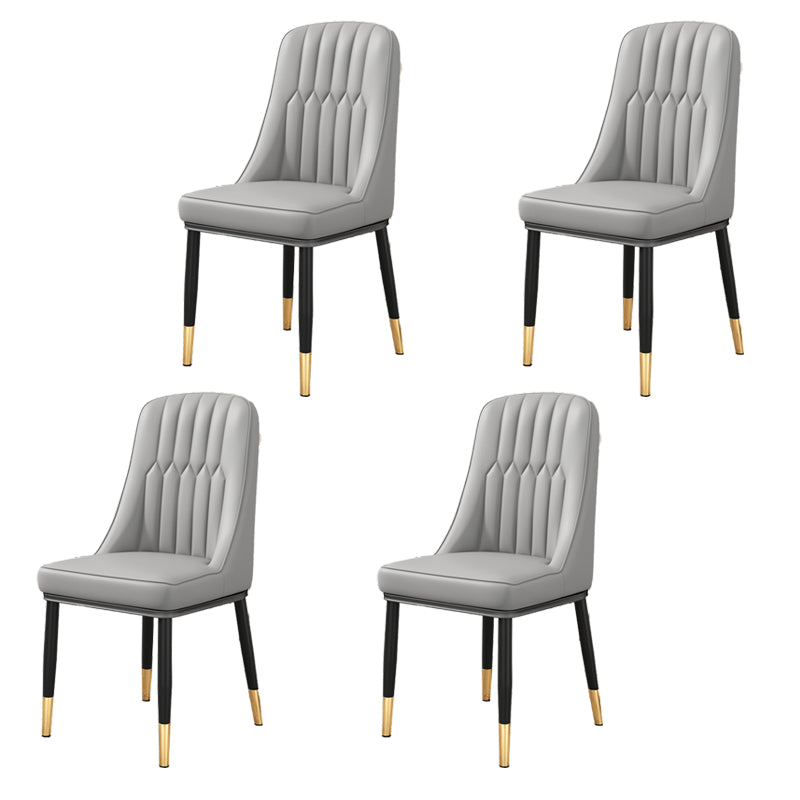 Modern Style Parsons Chair PU Leather Chairs for Dining Room Grey 4 Piece Set Brass Gold Clearhalo 'Dining Chairs' 'Dining Tables & Seating' 'dining_chair' 'furn' 'furn_dining_chair' 'Furniture' 'furniture_dining_chair' 'Kitchen & Dining Furniture' 4809524