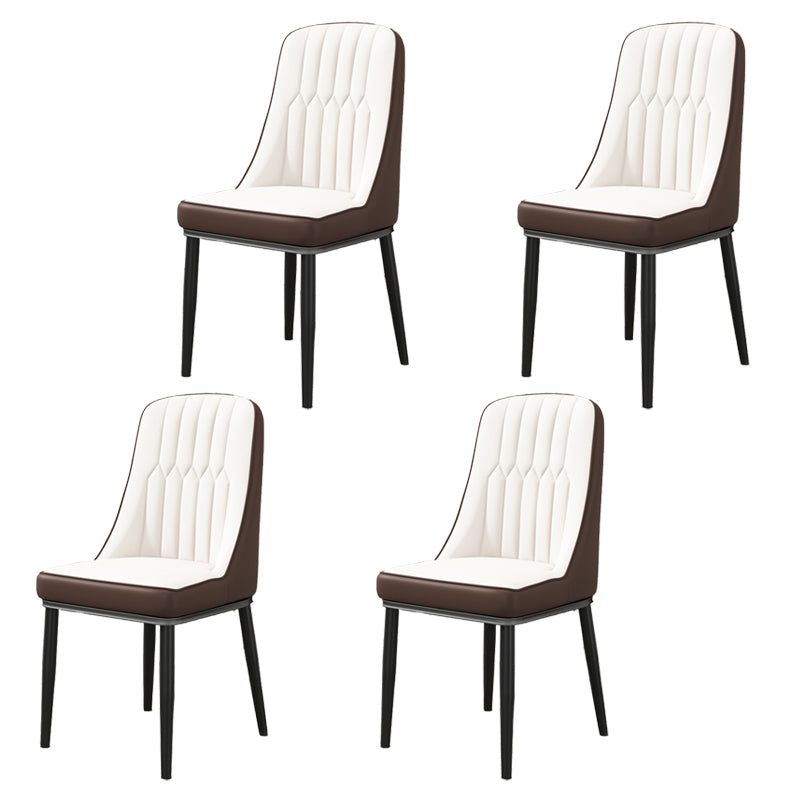 Modern Style Parsons Chair PU Leather Chairs for Dining Room White 4 Piece Set Black Clearhalo 'Dining Chairs' 'Dining Tables & Seating' 'dining_chair' 'furn' 'furn_dining_chair' 'Furniture' 'furniture_dining_chair' 'Kitchen & Dining Furniture' 4809525